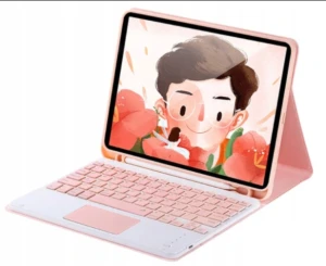 Etui i bezprzewodowa klawiatura bluetooth z touchpadem do tabletu Apple iPad 10.2 iPad 7/8/9 (7, 8 i 9 generacja) 2019/2020/2021 róż