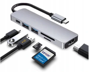 Adapter 6w1 HUB USB-C HDMI 4K SD Macbook Pro / Air